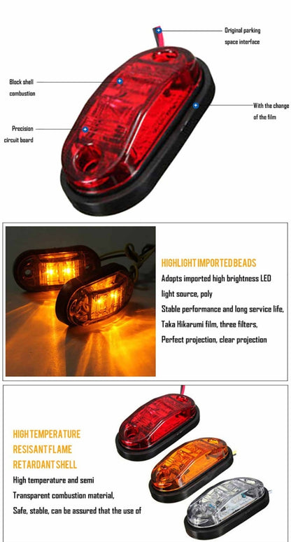 10-30V Oval Clearing Truck Trailer Side Marker Light (Red) - Clearance Lights by YWXLight | Online Shopping South Africa | PMC Jewellery