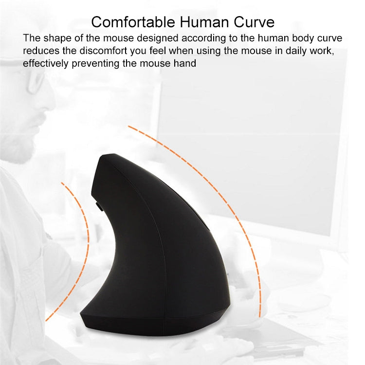 Battery Version Wireless Mouse Vertical 2.4GHz Optical Mouse (Black) - Wireless Mice by PMC TechLife | Online Shopping South Africa | PMC TechLife