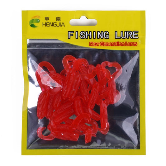 HENGJIA SO105 20 PCS 3.5cm/0.9g Double Tailed Bait Soft Bait for Sea Fishing (Red) - Fishing Lures by HENGJIA | Online Shopping South Africa | PMC Jewellery