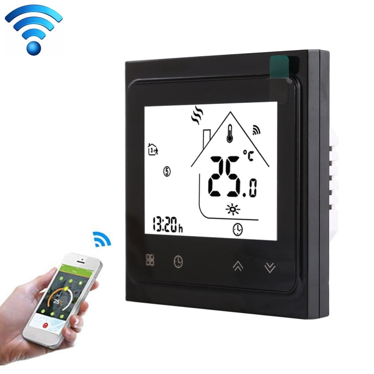 BHT-002GBLW 16A Load Electronic Heating Type LCD Digital Heating Room Thermostat with Sensor & Time Display, WiFi Control(Black) - Indoor Thermometer by PMC Jewellery | Online Shopping South Africa | PMC Jewellery