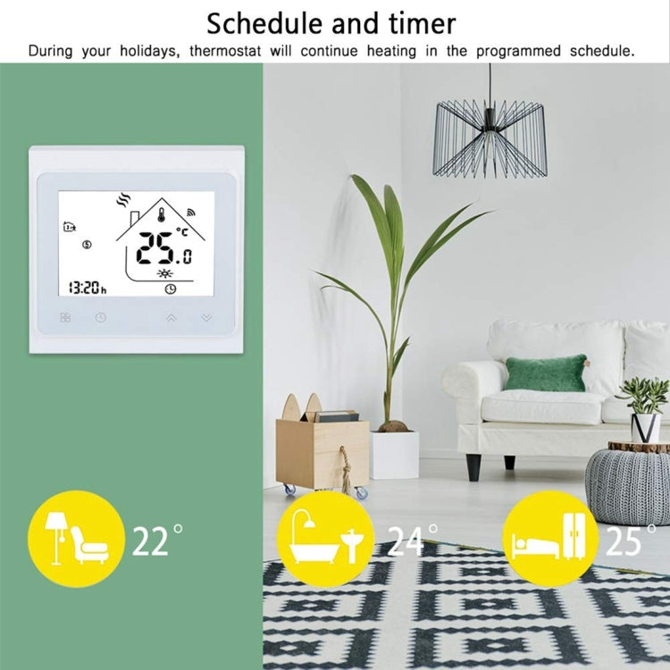BHT-002GBLW 16A Load Electronic Heating Type LCD Digital Heating Room Thermostat with Sensor & Time Display, WiFi Control(White) - Indoor Thermometer by PMC TechLife | Online Shopping South Africa | PMC TechLife