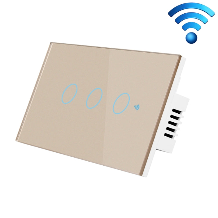 TC120 Wifi Smart Light Switch Glass Screen Touch Panel Voice Control Wireless Wall Switch Work with Alexa Echo / Google Home (Gold) - Smart Switch by PMC Jewellery | Online Shopping South Africa | PMC Jewellery