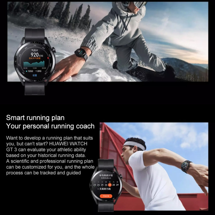 HUAWEI WATCH GT 3 Smart Watch 46mm Rubber Wristband, 1.43 inch AMOLED Screen, Support Heart Rate Monitoring / GPS / 14-days Battery Life / NFC(Black) - Wearable Devices by Huawei | Online Shopping South Africa | PMC Jewellery | Buy Now Pay Later Mobicred