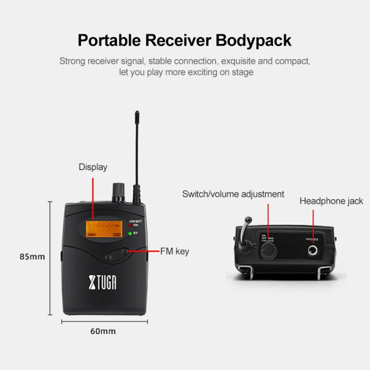 XTUGA IEM1200 Wireless Transmitter 4 Bodypack Stage Singer In-Ear Monitor System(US Plug) - Microphone by XTUGA | Online Shopping South Africa | PMC Jewellery