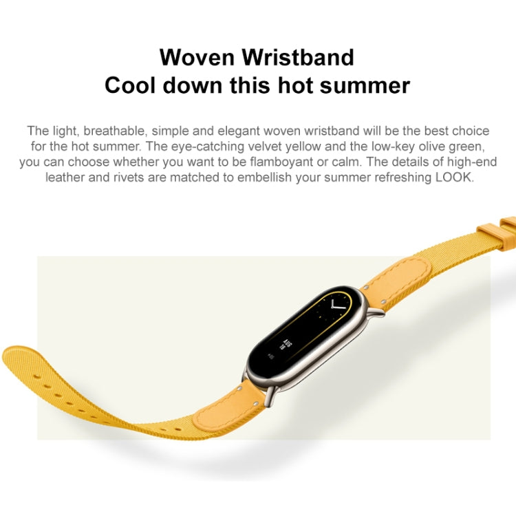 Original For Xiaomi Mi Band 8 Nylon Braided + Leather Watch Band(Yellow) - Watch Bands by Xiaomi | Online Shopping South Africa | PMC Jewellery