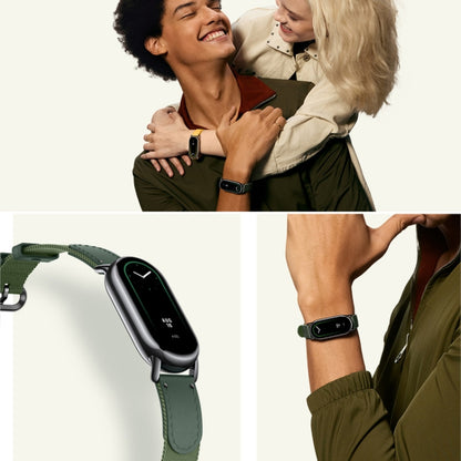 Original For Xiaomi Mi Band 8 Nylon Braided + Leather Watch Band(Green) - Watch Bands by Xiaomi | Online Shopping South Africa | PMC Jewellery