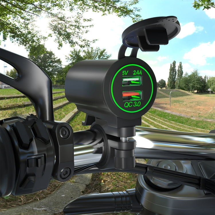 ZH-723F3 Car / Motorcycle QC3.0 Cell Phone Fast Charging Dual USB Car Charger(Green Light) - free shipping - PMC TechLife - Order now!