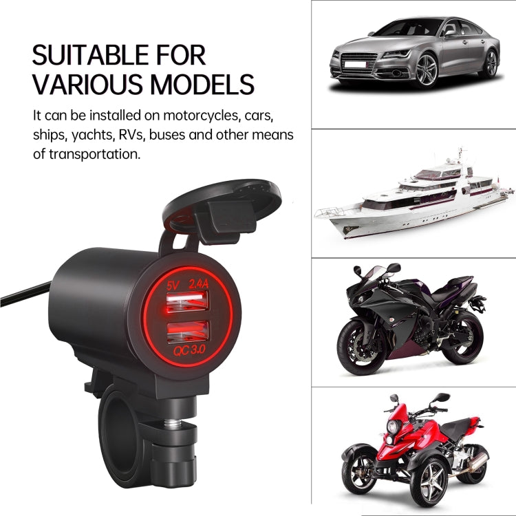 ZH-723F2 Car / Motorcycle QC3.0 Cell Phone Fast Charging Dual USB Car Charger(Red Light) - DIY Modified Charger by PMC TechLife | Online Shopping South Africa | PMC TechLife