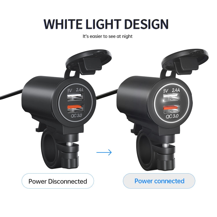 ZH-723F5 Car / Motorcycle QC3.0 Cell Phone Fast Charging Dual USB Car Charger(White Light) - DIY Modified Charger by PMC TechLife | Online Shopping South Africa | PMC TechLife