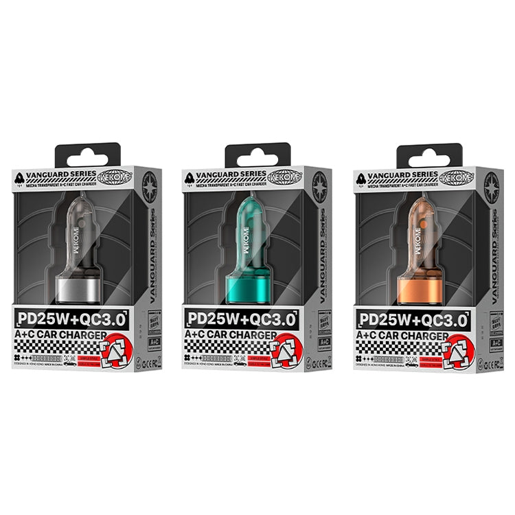 WK WP-C45 Vanguard Series Mecha Transparent USB+Type-C Fast Car Charger (Green) - Car Charger by WK | Online Shopping South Africa | PMC TechLife | Buy Now Pay Later Mobicred