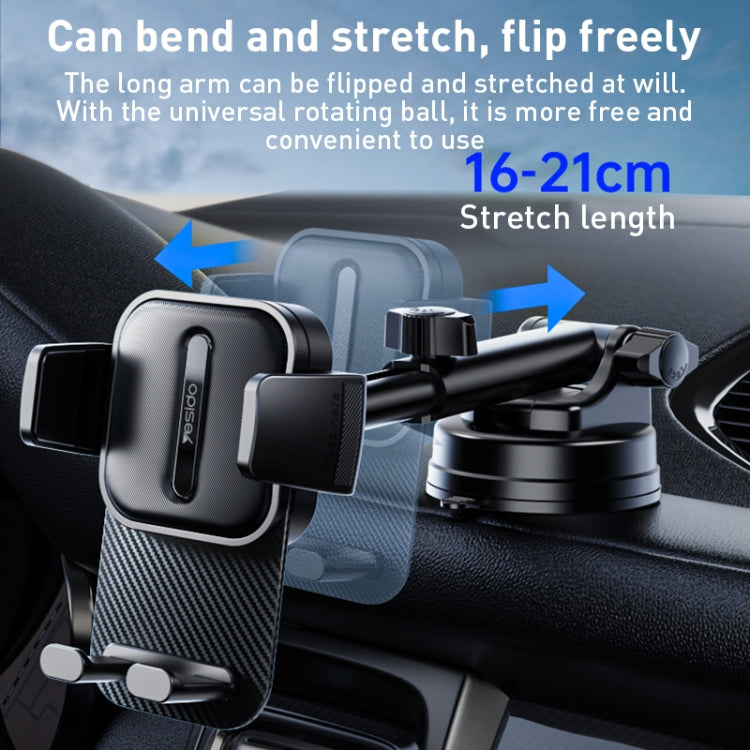 Yesido C174 Suction Cup Type Telescopic Car Phone Holder (Black) - Car Holders by Yesido | Online Shopping South Africa | PMC Jewellery