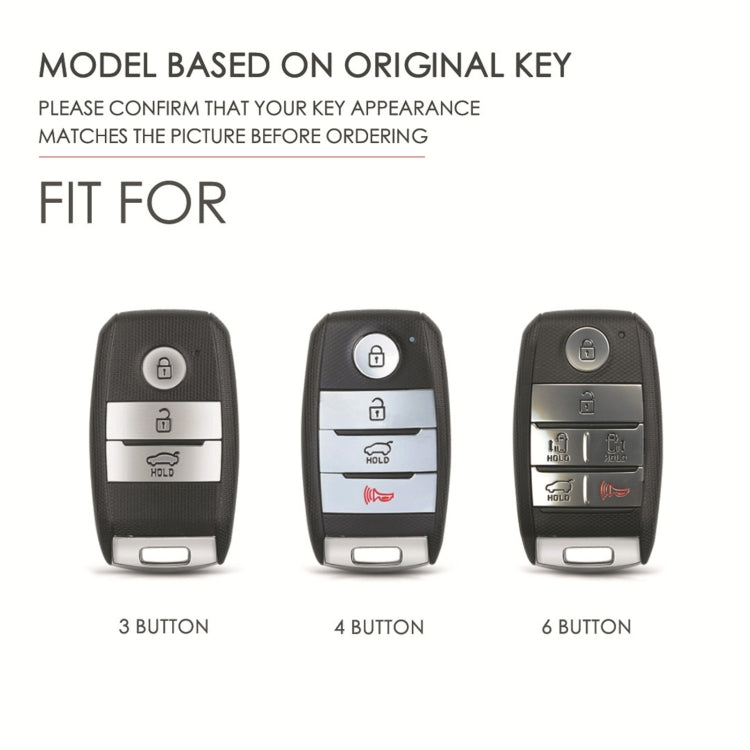 For Kia C133 4-button Hallmo Car Cowhide Leather Key Protective Cover Key Case(Blue) - Car Key Cases by Hallmo | Online Shopping South Africa | PMC TechLife | Buy Now Pay Later Mobicred