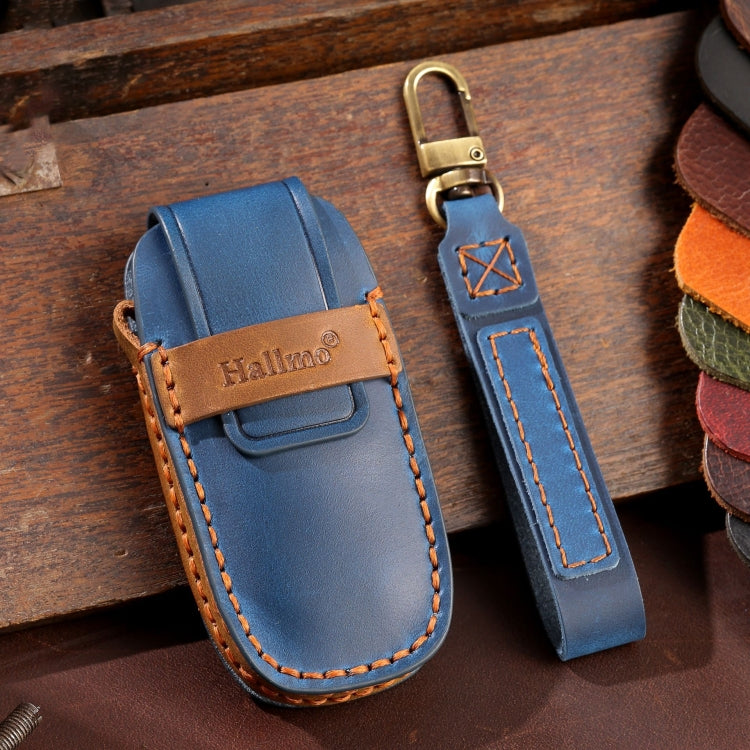 For Nissan Teana / Ariya 3-button Tail Box Hallmo Car Cowhide Leather Key Protective Cover Key Case(Blue) - free shipping - PMC TechLife - Order now!