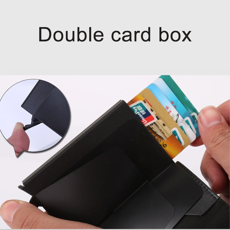X-7 Antimagnetic RFID  Multi-functional Aluminum Crazy Horse Texture Leather Card Bag Wallet(Black) - free shipping - PMC TechLife - Order now!