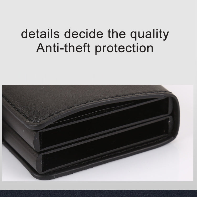 X-7 Antimagnetic RFID  Multi-functional Aluminum Crazy Horse Texture Leather Card Bag Wallet(Coffee) - free shipping - PMC TechLife - Order now!