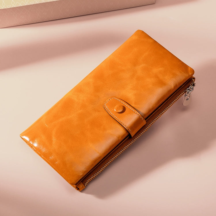 TP-189 Oilskin Leather Multi-functional Zipper RFID Leather Wallet(Brown) - Antimagnetic RFID Package by PMC TechLife | Online Shopping South Africa | PMC TechLife | Buy Now Pay Later Mobicred