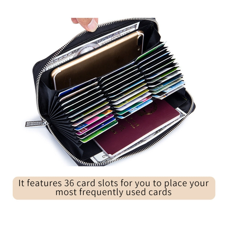 Two-Layer Cowhide Leather Organ Card Holder Multiple-Card RFID Anti-Theft Wallet Bag(Red Purple) - free shipping - PMC TechLife - Order now!