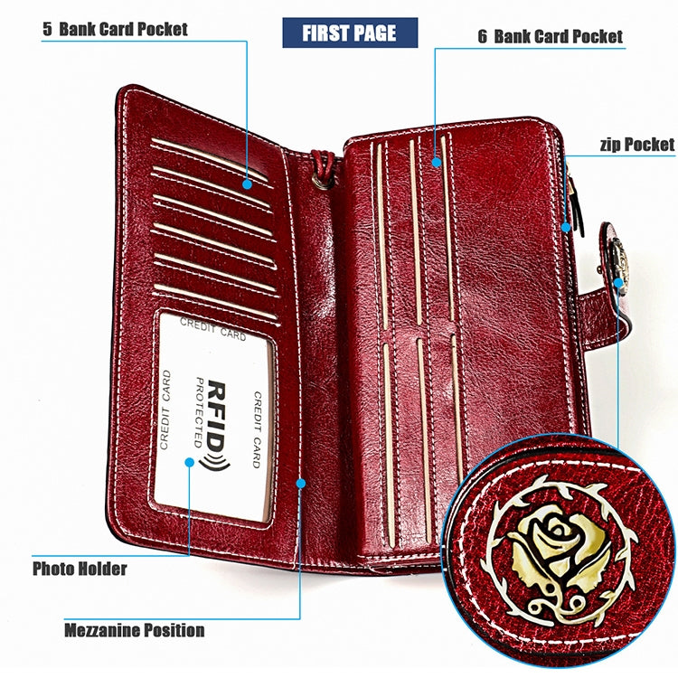3556 Large Capacity Long Multi-function Anti-magnetic RFID Wallet Clutch for Ladies with Card Slots (Black) - Antimagnetic RFID Package by PMC TechLife | Online Shopping South Africa | PMC TechLife | Buy Now Pay Later Mobicred