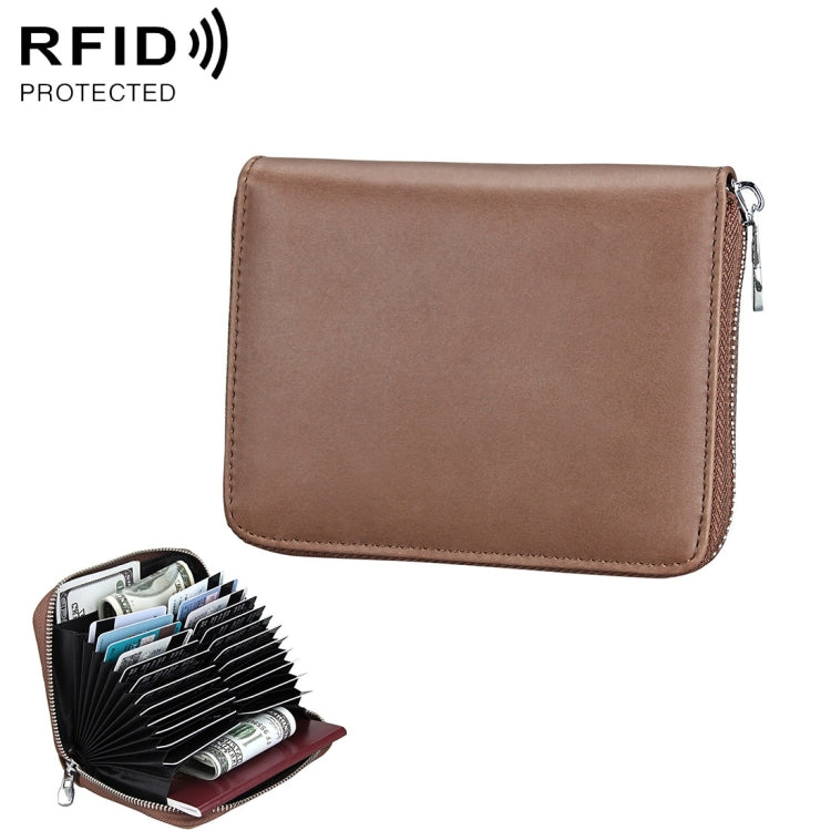 Antimagnetic RFID Multi-functional Genuine Leather Card Package(Coffee) - free shipping - PMC TechLife - Order now!