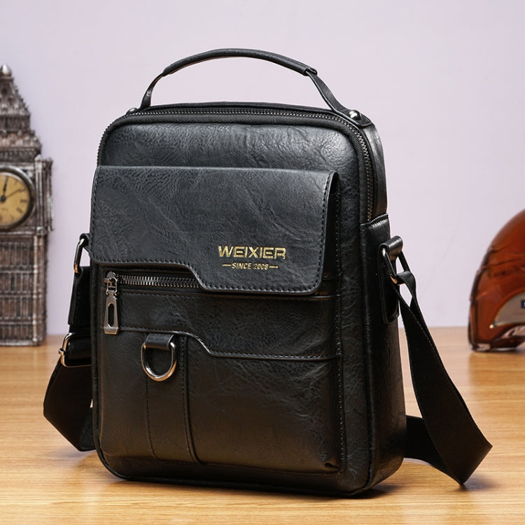 WEIXIER 8642 Men Business Retro PU Leather Handbag Crossbody Bag (Black) - Crossbody Bags by WEIXIER | Online Shopping South Africa | PMC Jewellery | Buy Now Pay Later Mobicred