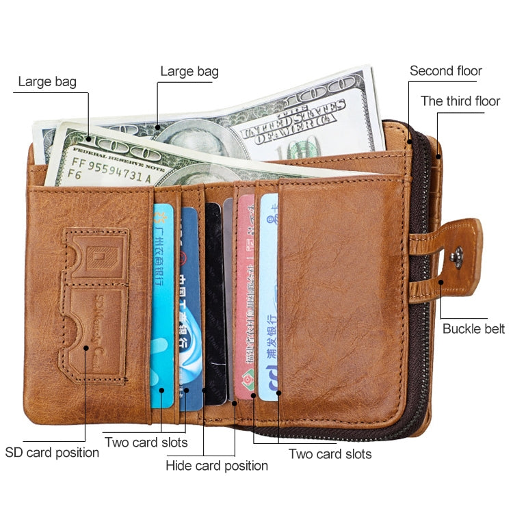 3577 Antimagnetic RFID Men and Women Crazy Horse Texture Leather Zipper Wallet (Blue) - Antimagnetic RFID Package by PMC TechLife | Online Shopping South Africa | PMC TechLife | Buy Now Pay Later Mobicred
