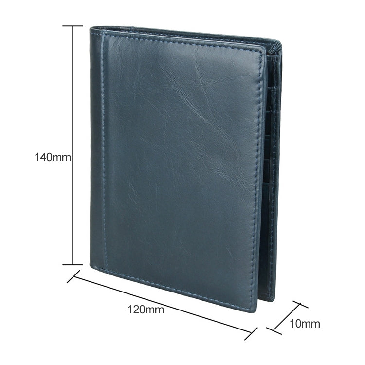 8235 Antimagnetic RFID Multi-function Crazy Horse Texture Leather Wallet Passport Bag(Blue) - free shipping - PMC TechLife - Order now!