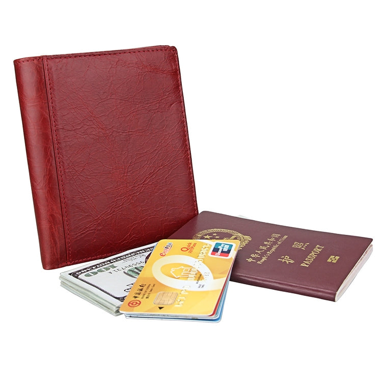 8235 Antimagnetic RFID Multi-function Crazy Horse Texture Leather Wallet Passport Bag(Red) - free shipping - PMC TechLife - Order now!