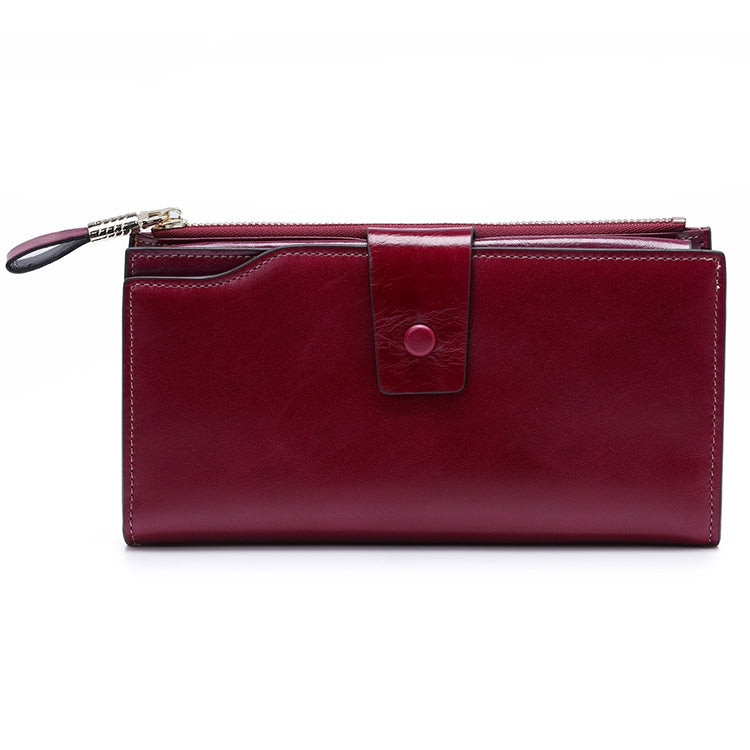 8236 Antimagnetic RFID Multi-function Oil Wax Leather Lady Wallet Large-capacity Purse (Purple) - Antimagnetic RFID Package by PMC TechLife | Online Shopping South Africa | PMC TechLife | Buy Now Pay Later Mobicred