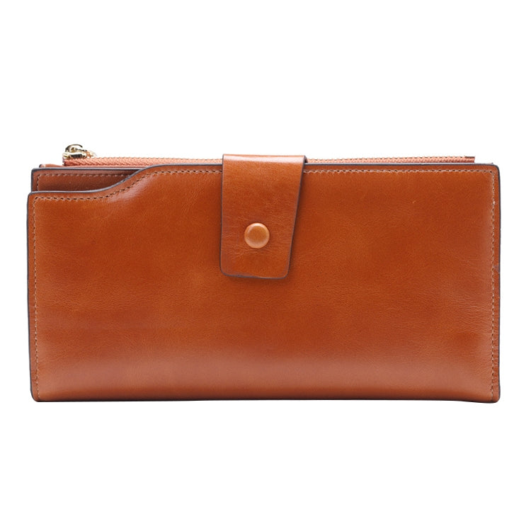 8236 Antimagnetic RFID Multi-function Oil Wax Leather Lady Wallet Large-capacity Purse (Yellow) - Antimagnetic RFID Package by PMC TechLife | Online Shopping South Africa | PMC TechLife | Buy Now Pay Later Mobicred