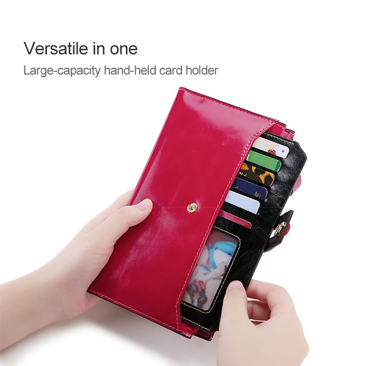 8239 Antimagnetic RFID Multi-function Leather Lady Wallet Large-capacity Purse with Detachable Card Holder(Rose Red) - free shipping - PMC TechLife - Order now!