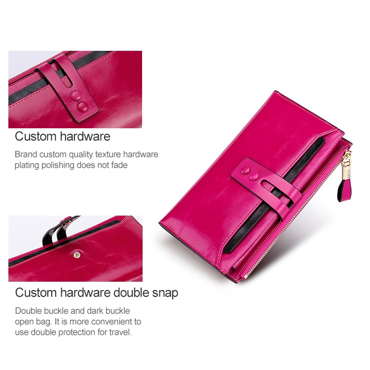 8239 Antimagnetic RFID Multi-function Leather Lady Wallet Large-capacity Purse with Detachable Card Holder(Rose Red) - free shipping - PMC TechLife - Order now!