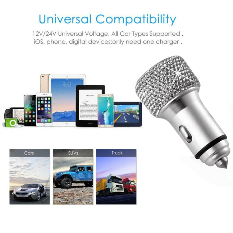 Car Diamond Aluminium Alloy QC3.0 Dual USB Quick Charger(Black) - Car Charger by PMC TechLife | Online Shopping South Africa | PMC TechLife