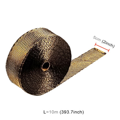10m Titanium Gold Exhaust Wrap Auto Motor Exhaust Heat Shield Wrap Heat Resistant Wrap - Exhaust Pipes by PMC Jewellery | Online Shopping South Africa | PMC Jewellery