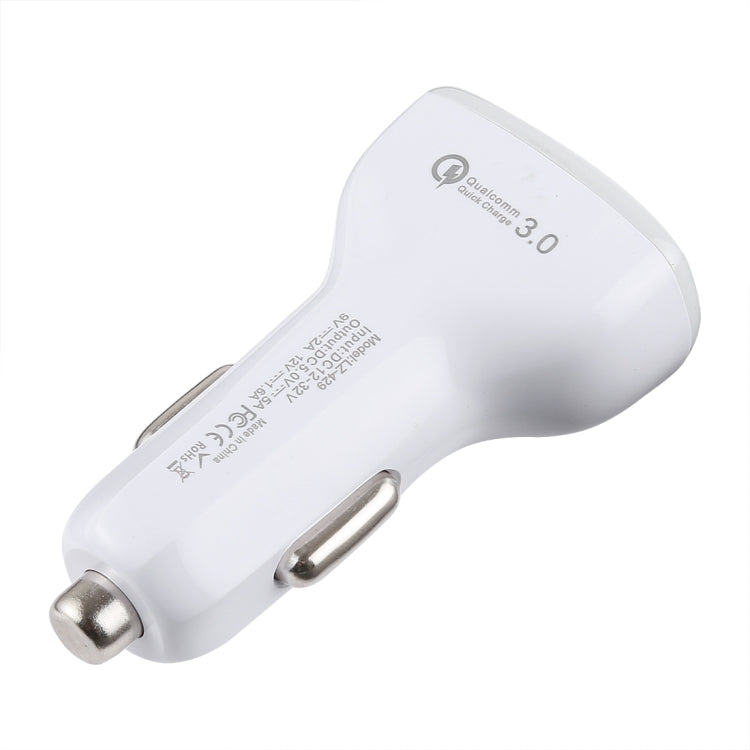 LZ-429 QC3.0 2.4A Three USB Ports Smart Quick Car Charger(White) - Car Charger by PMC TechLife | Online Shopping South Africa | PMC TechLife