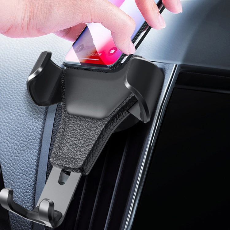 Litchi Texture Gravity Car Mount Phone Holder (Black) - Car Holders by PMC TechLife | Online Shopping South Africa | PMC TechLife