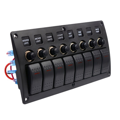 3Pin 8 Way Switches Combination Switch Panel with Light and Projector Lens for Car RV Marine Boat - Car Switches by PMC Jewellery | Online Shopping South Africa | PMC Jewellery