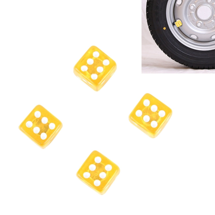4 PCS Plastic Plated Dice Shape Universal Tire Valve Stem Cap(Yellow) - free shipping - PMC TechLife - Order now!