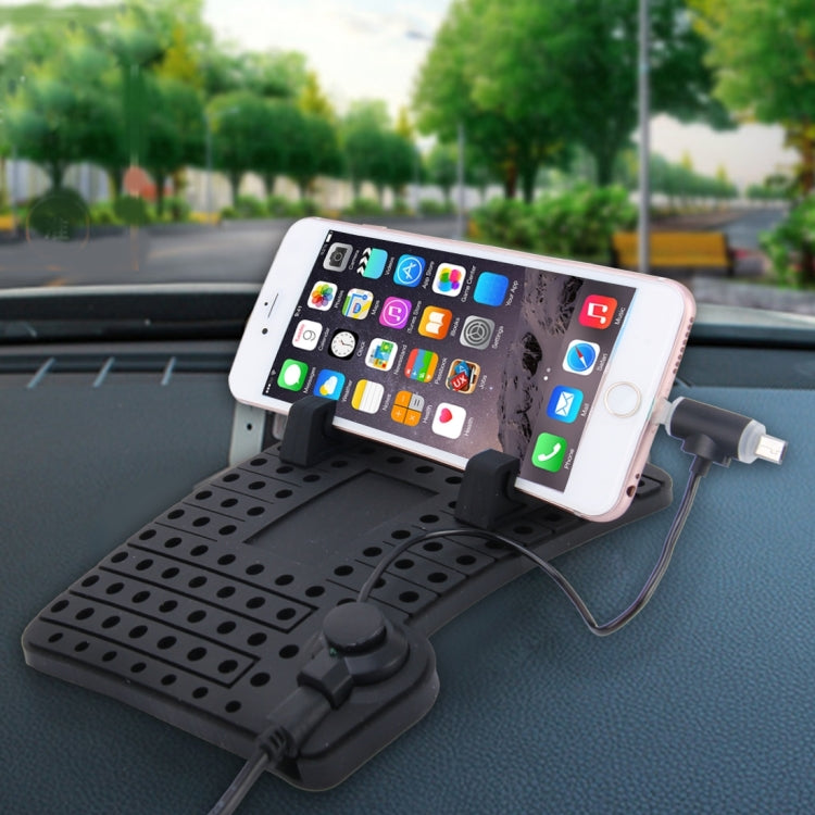 YK-22 Silicone Pad Dash Mat Cell Phone Car Mount Holder Cradle Dock With 2 in 1 Charging Cable With Magnetic Adsorption, For iPhone, Galaxy, Huawei, Xiaomi, Sony, LG, HTC, Google and other Smartphones and GPS - Car Holders by PMC Jewellery | Online Shopping South Africa | PMC Jewellery