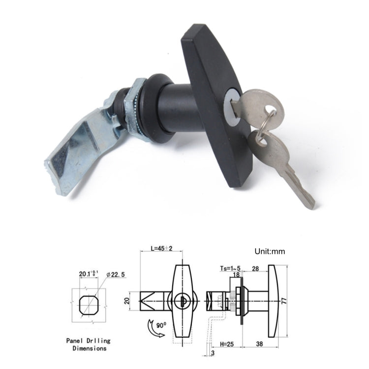 2 PCS Black T Shape Handle Paddle Entry Door Latch & Keys Tool Box Lock for Trailer / Yacht / Truck - Locks & Hasps by PMC TechLife | Online Shopping South Africa | PMC TechLife