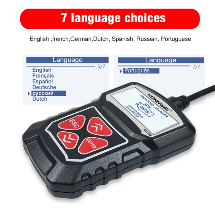 KONNWEI KW309 V309 V310 MS309 Code Reader OBD2 Scanner Diagnostic Tool(Black) - Code Readers & Scan Tools by KONNWEI | Online Shopping South Africa | PMC TechLife | Buy Now Pay Later Mobicred