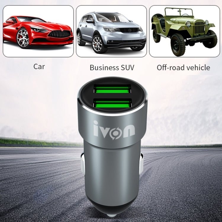 IVON CC38 2.4A Dual USB Car Charger + 1m USB to Micro USB Fast Charge Data Cable Set - Car Charger by IVON | Online Shopping South Africa | PMC Jewellery
