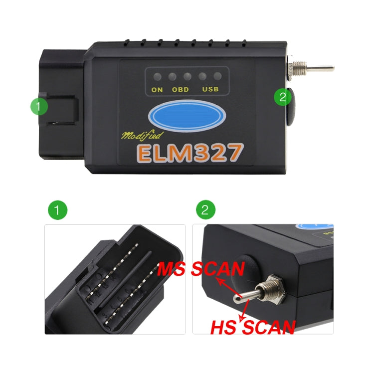 Bluetooth V1.5 ELM327 Interface USB OBDII Auto Diagnostic Scanner Tool with Switch - Code Readers & Scan Tools by PMC TechLife | Online Shopping South Africa | PMC TechLife