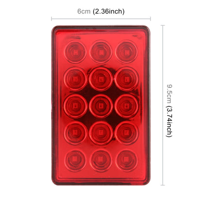 DC12V 1W Car Square Highlight Brake Lights Reversing Light with 15LEDs SMD-3528 (Red) - Brake Lights by PMC Jewellery | Online Shopping South Africa | PMC Jewellery