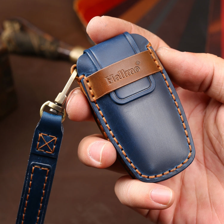 Hallmo Car Cowhide Leather Key Protective Cover Key Case for Haval H6(Blue) - Car Key Cases by Hallmo | Online Shopping South Africa | PMC TechLife | Buy Now Pay Later Mobicred