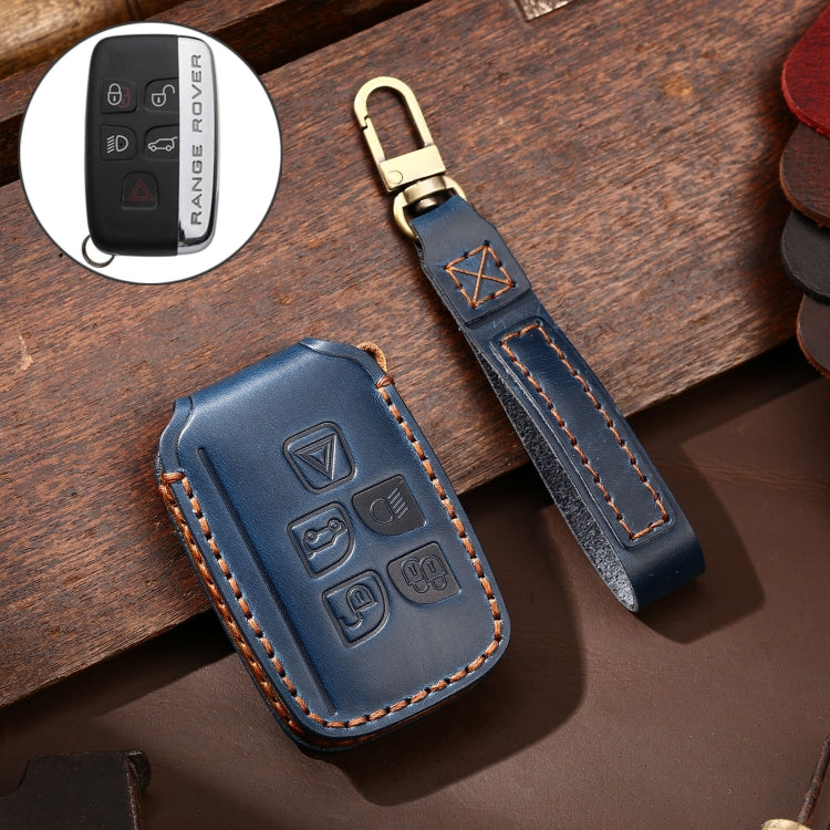 Hallmo Car Cowhide Leather Key Protective Cover Key Case for Land Rover Discovery 5 A Style(Blue) - free shipping - PMC TechLife - Order now!