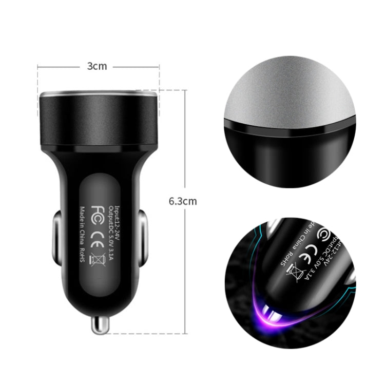 JMG-C016A 5 PCS 5V 3.1A Car Dual USB Charger with LED Display(Gold) - Car Charger by PMC TechLife | Online Shopping South Africa | PMC TechLife