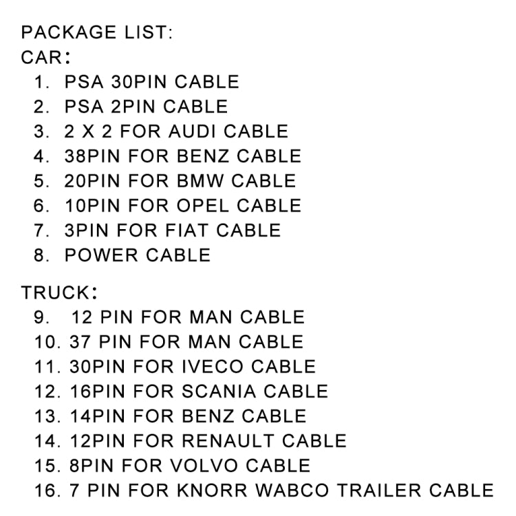 Truck / Car 16 in 1 Conversion Cable Set - Cables & Connectors by PMC TechLife | Online Shopping South Africa | PMC TechLife