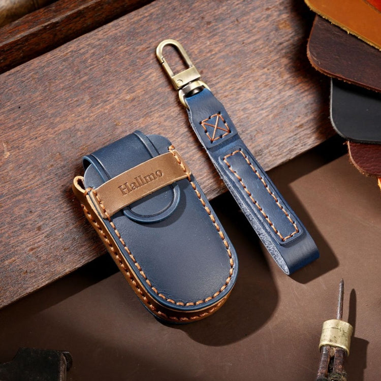 Hallmo Car Genuine Leather Key Protective Cover for Jeep Compass 4-button(Blue) - free shipping - PMC TechLife - Order now!