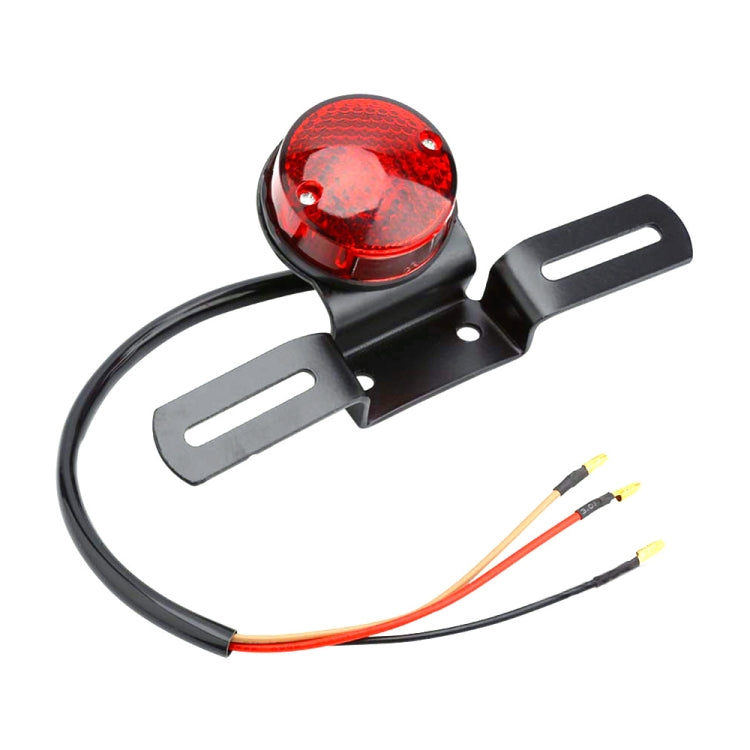 2 PCS Motorcycle Retro Round Brake Light with License Plate Holder - Signal Lights by PMC TechLife | Online Shopping South Africa | PMC TechLife