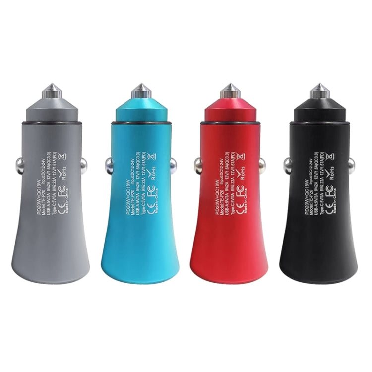 2pcs PD 20W Aluminum Alloy Dual Interface Car Fast Charger (Grey) - Car Charger by PMC TechLife | Online Shopping South Africa | PMC TechLife